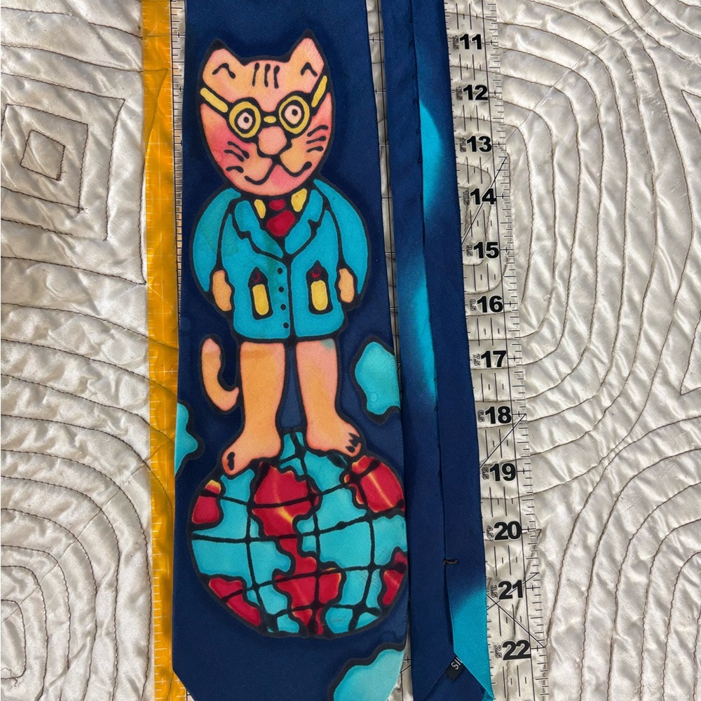 Genius Kitty Cat On Top of The World! Gift this Luxe Silk Tie for Father’s Day!